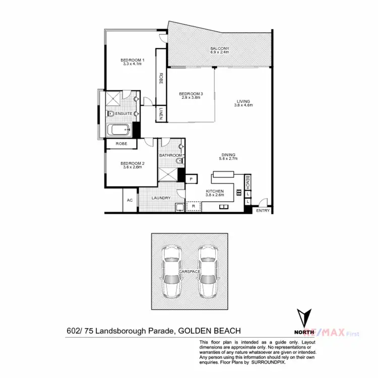 Floorplan of Homely unit listing, 602/75 Landsborough Parade, Golden Beach QLD 4551