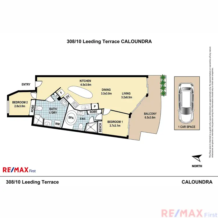 Floorplan of Homely apartment listing, 308/10 Leeding Terrace, Caloundra QLD 4551