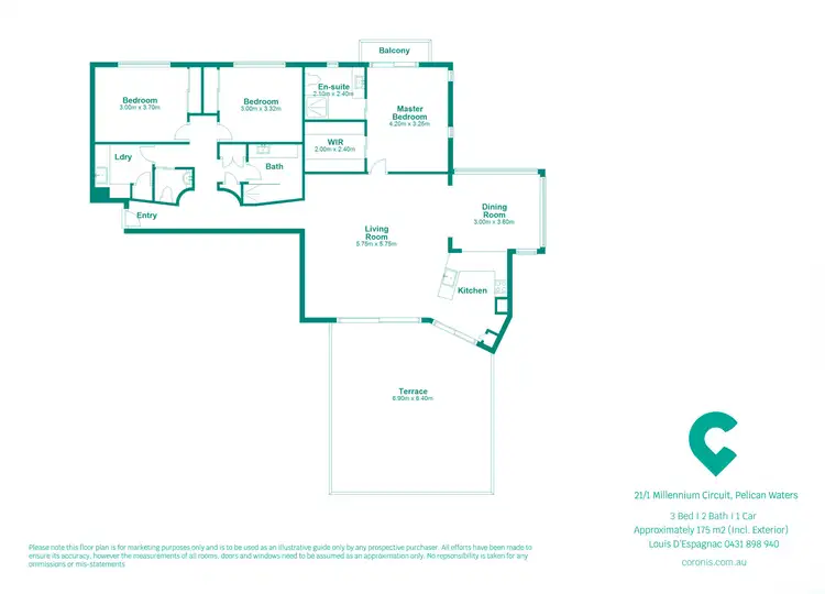 Floorplan of Homely unit listing, 21/1 Millennium Circuit, Pelican Waters QLD 4551