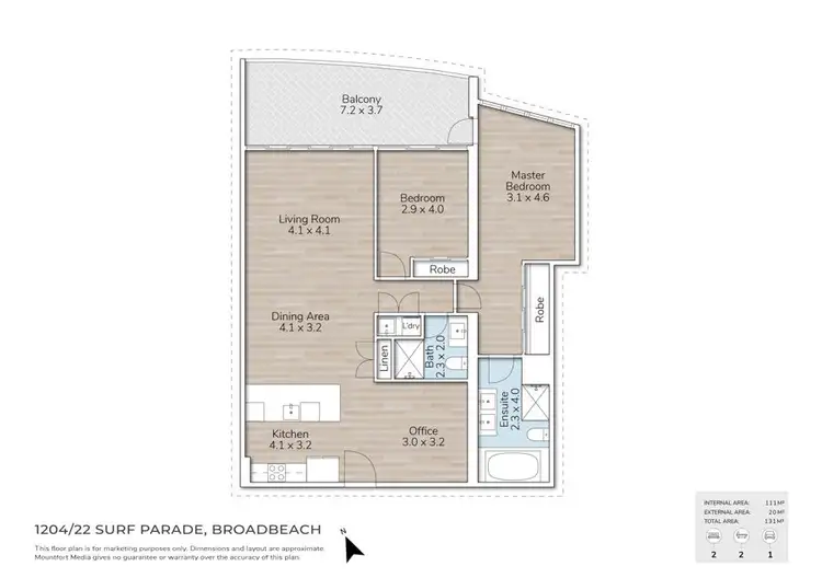 Floorplan of Homely apartment listing, 1204/22 Surf Parade, Broadbeach QLD 4218