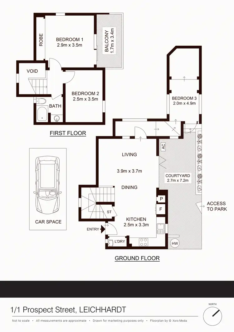 Floorplan of Homely townhouse listing, 1/1 Prospect St, Leichhardt NSW 2040