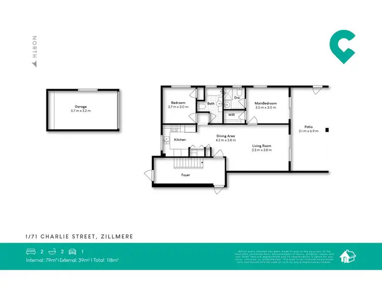 Floorplan of Homely unit listing, 1/71 Charlie Street, Zillmere QLD 4034