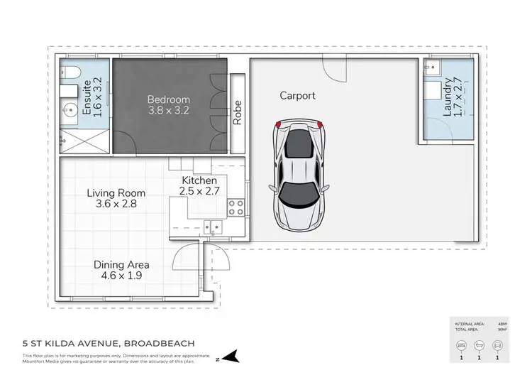 Floorplan of Homely unit listing, 1/5 St Kilda Avenue, Broadbeach QLD 4218