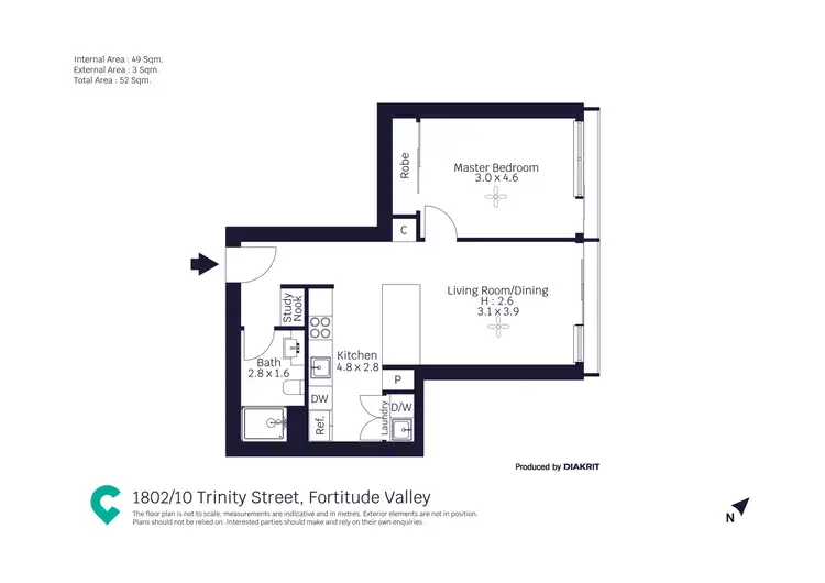 Floorplan of Homely unit listing, 1802/10 Trinity Street, Fortitude Valley QLD 4006
