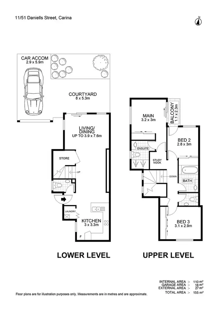 Floorplan of Homely townhouse listing, 11/51-55 Daniells Street, Carina QLD 4152