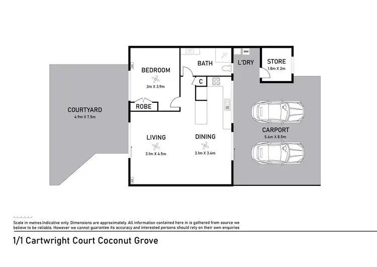 Floorplan of Homely unit listing, 1/1 Cartwright Court, Coconut Grove NT 810