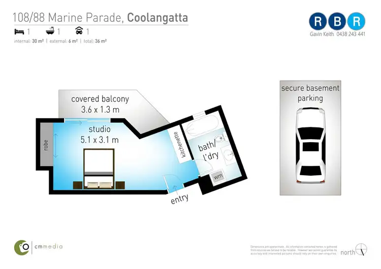 Floorplan of Homely studio listing, 108/88 Marine Parade, Coolangatta QLD 4225