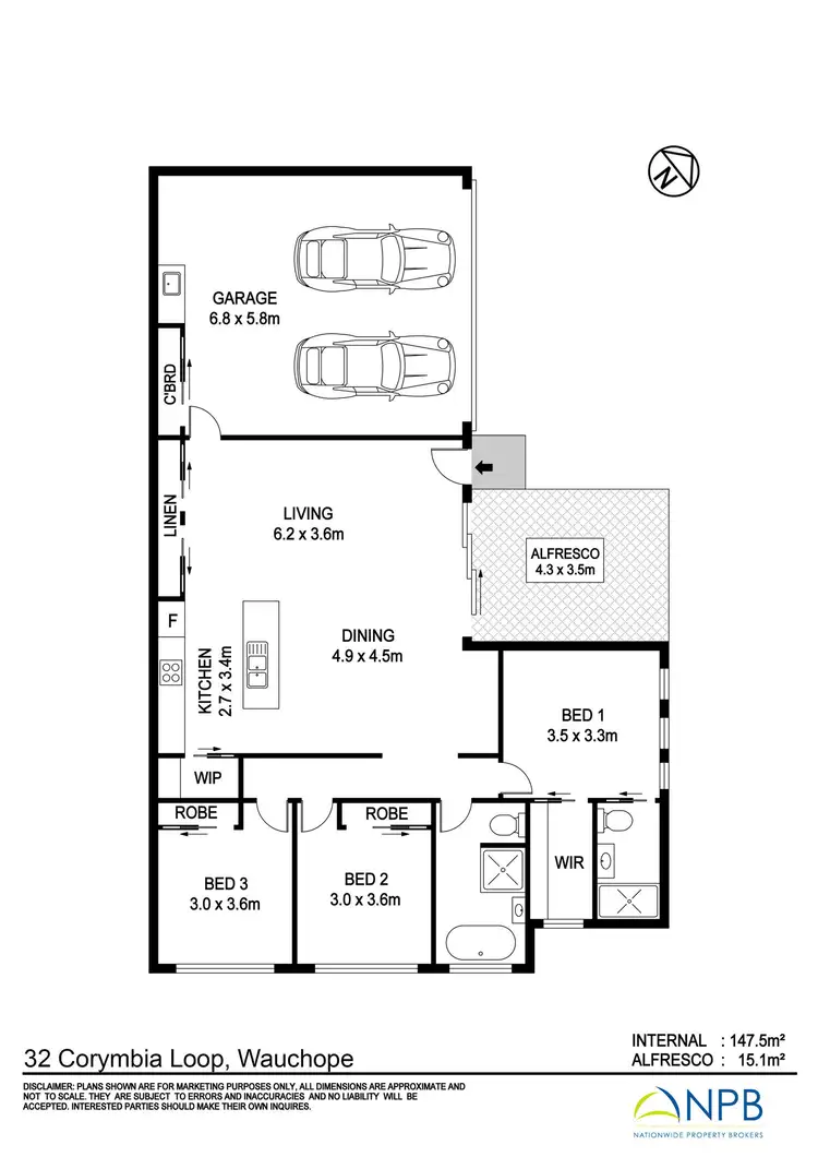 Floorplan of Homely semi-detached listing, 32 Corymbia Loop, Wauchope NSW 2446