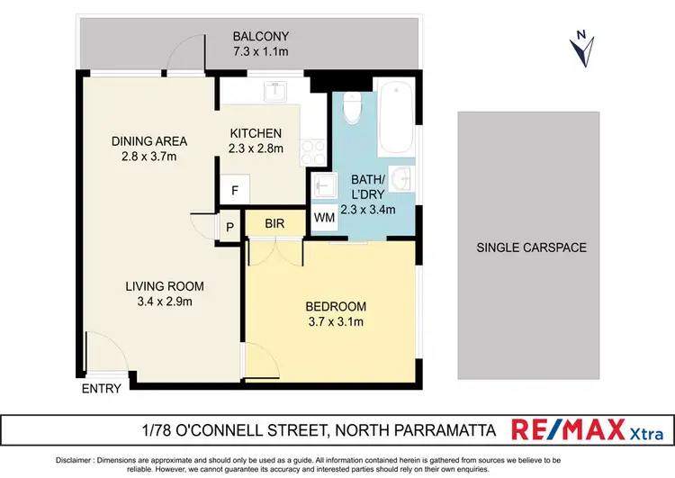 Floorplan of Homely unit listing, 1/78 O'Connell Street, North Parramatta NSW 2151