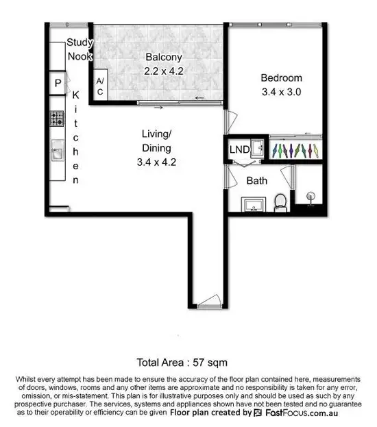 Floorplan of Homely apartment listing, 1404/348 Water Street, Fortitude Valley QLD 4006