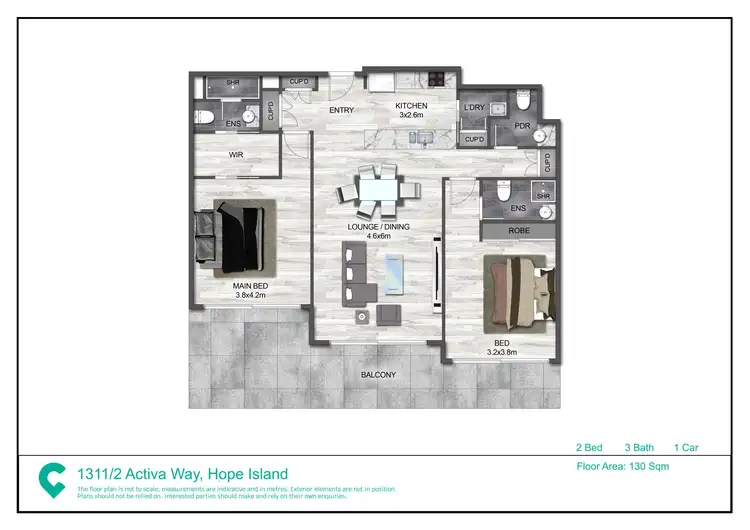 Floorplan of Homely apartment listing, 1311/2 Activa Way, Hope Island QLD 4212