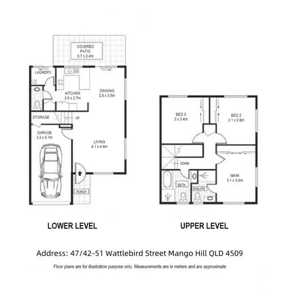 Floorplan of Homely townhouse listing, 47/42 Wattlebird Street, Mango Hill QLD 4509