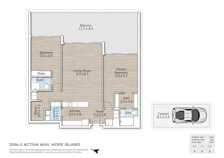 Floorplan of Homely apartment listing, 3104/2 Activa Way, Hope Island QLD 4212