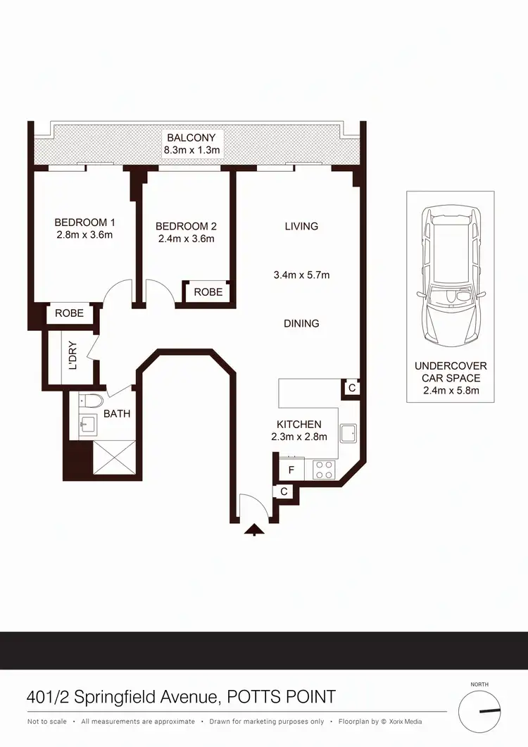 Floorplan of Homely apartment listing, 401/2 Springfield Avenue, Potts Point NSW 2011
