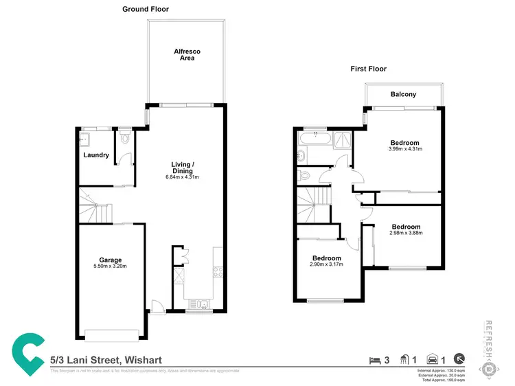 Floorplan of Homely townhouse listing, 5/3 Lani Street, Wishart QLD 4122