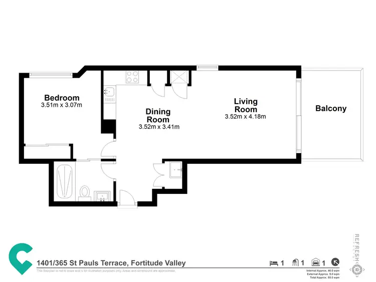 Floorplan of Homely unit listing, 1401/365 Saint Pauls Terrace, Fortitude Valley QLD 4006