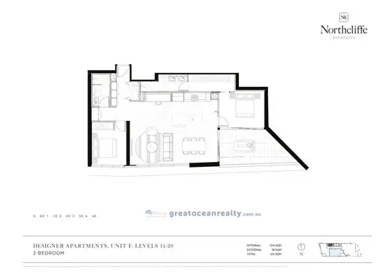 Floorplan of Homely apartment listing, 1402/3 Northcliffe Terrace, Surfers Paradise QLD 4217