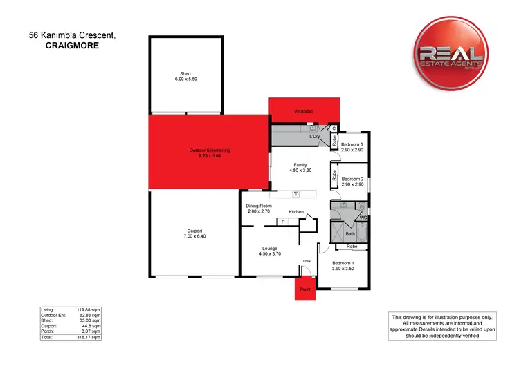 Floorplan of Homely house listing, 56 Kanimbla Crescent, Craigmore SA 5114