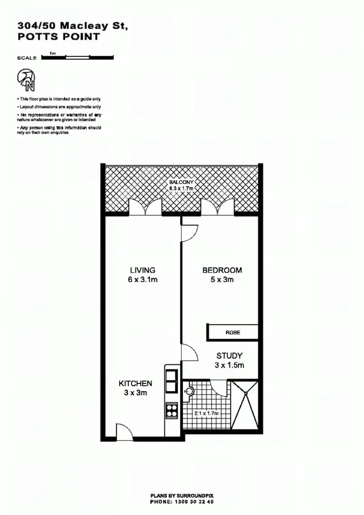 Floorplan of Homely apartment listing, 304/50 Macleay Street, Elizabeth Bay NSW 2011