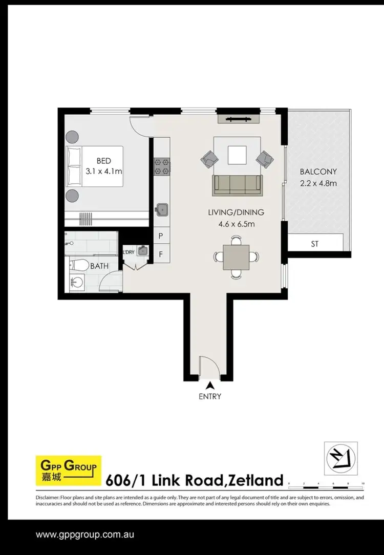 Floorplan of Homely apartment listing, One Bedroom/1 Link Rd, Zetland NSW 2017