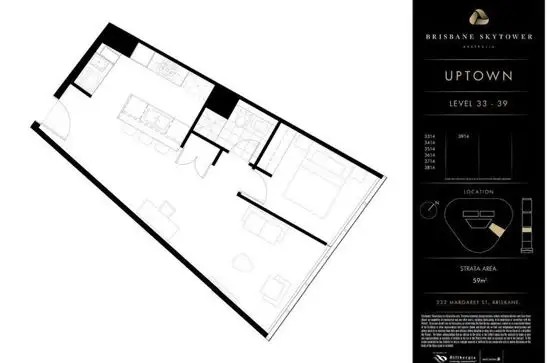 Floorplan of Homely apartment listing, 3414/222 Margaret Street, Brisbane City QLD 4000