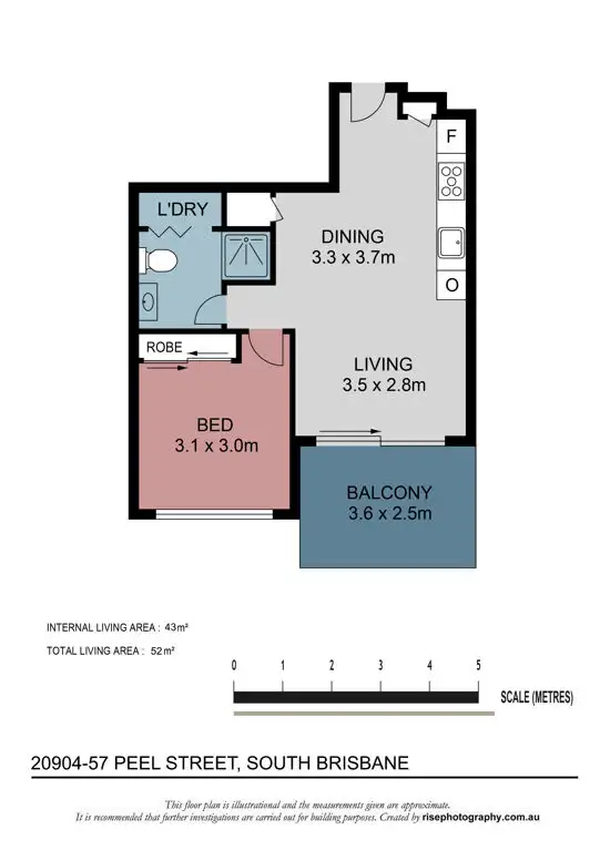 Floorplan of Homely apartment listing, 20904/1 Cordelia St, South Brisbane QLD 4101