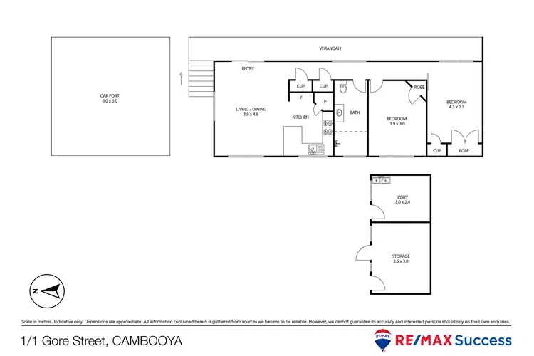 Floorplan of Homely unit listing, 1/1a Gore Street, Cambooya QLD 4358