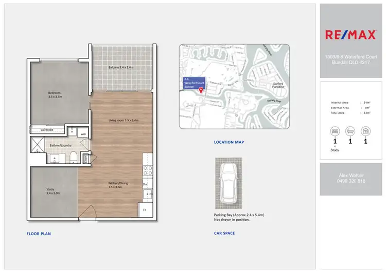 Floorplan of Homely unit listing, 1303/6-8 Waterford Court, Bundall QLD 4217