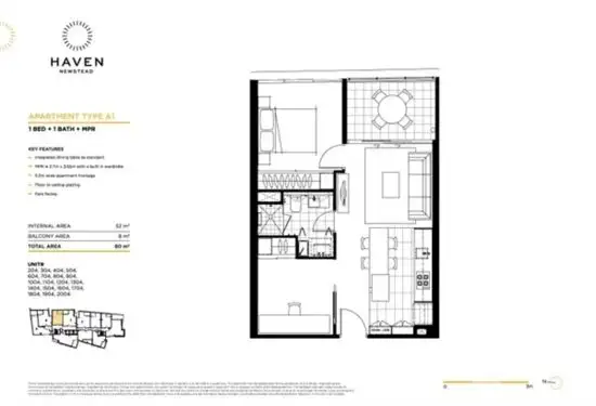 Floorplan of Homely apartment listing, 1404/12 Cunningham Street, Newstead QLD 4006