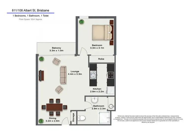 Floorplan of Homely apartment listing, 811/108 Albert Street, Brisbane City QLD 4000