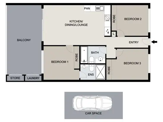 Floorplan of Homely unit listing, Unit 7 / 96 Dell Road, St Lucia QLD 4067