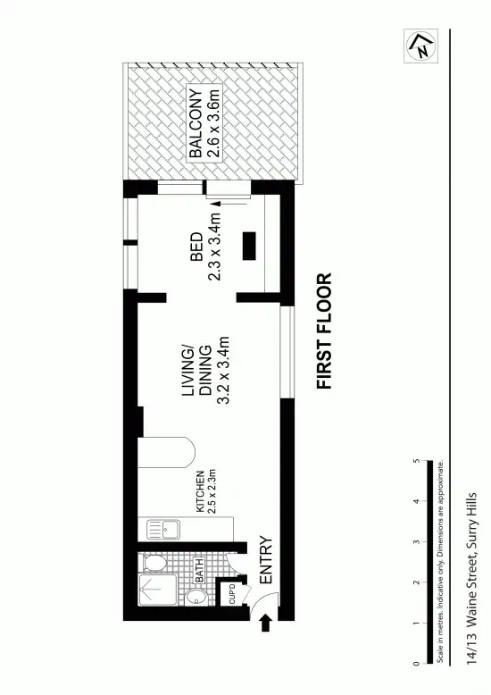 Floorplan of Homely studio listing, 14/13 Waine Street, Surry Hills NSW 2010