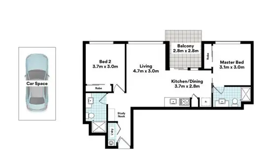 Floorplan of Homely apartment listing, 1710/338 Water Street, Fortitude Valley QLD 4006