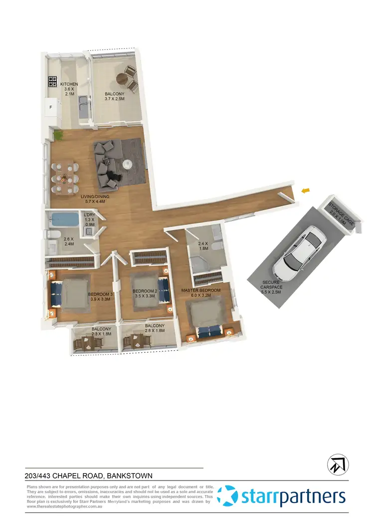 Floorplan of Homely unit listing, 203/443 Chapel Road, Bankstown NSW 2200