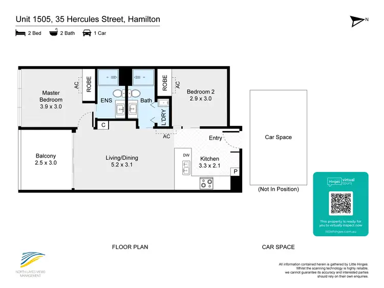 Floorplan of Homely apartment listing, 1505/35 Hercules Street, Hamilton QLD 4007
