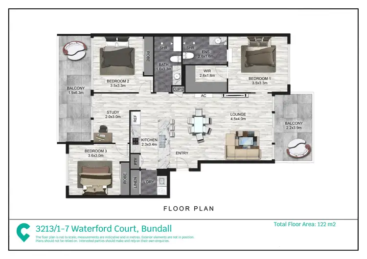 Floorplan of Homely apartment listing, 3213/1-7 Waterford Court, Bundall QLD 4217