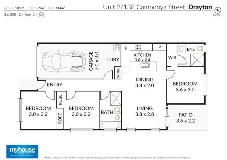 Floorplan of Homely unit listing, 2/138 Cambooya Street, Drayton QLD 4350