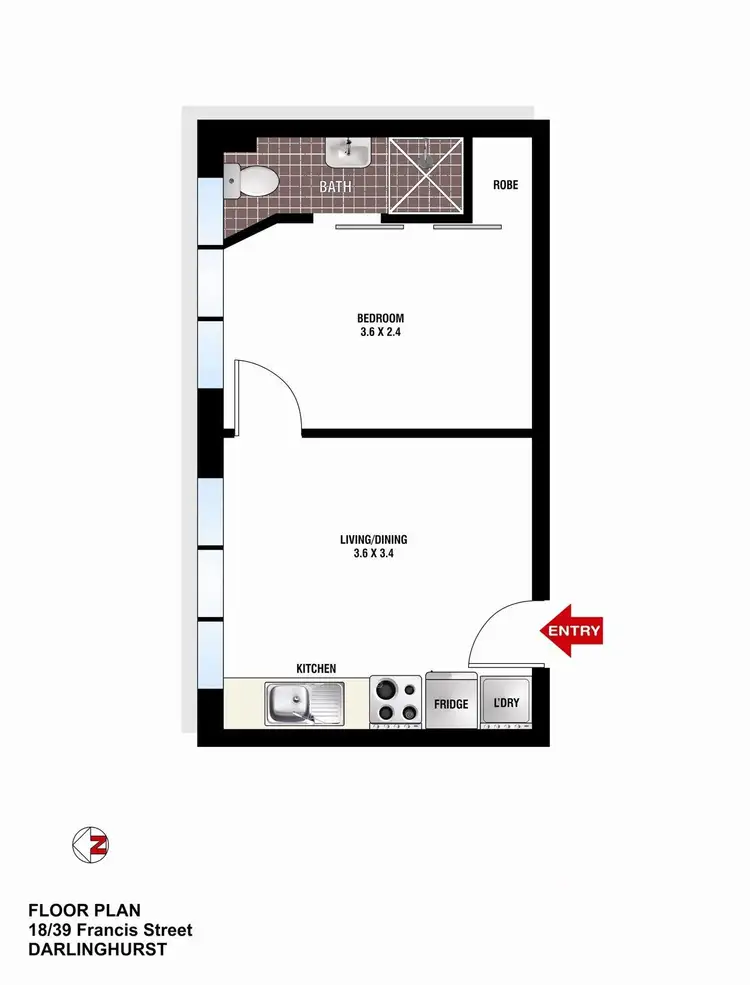 Floorplan of Homely apartment listing, 18/37-39 Francis Street, Darlinghurst NSW 2010