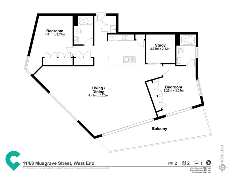 Floorplan of Homely unit listing, 114/8 Musgrave Street, West End QLD 4101