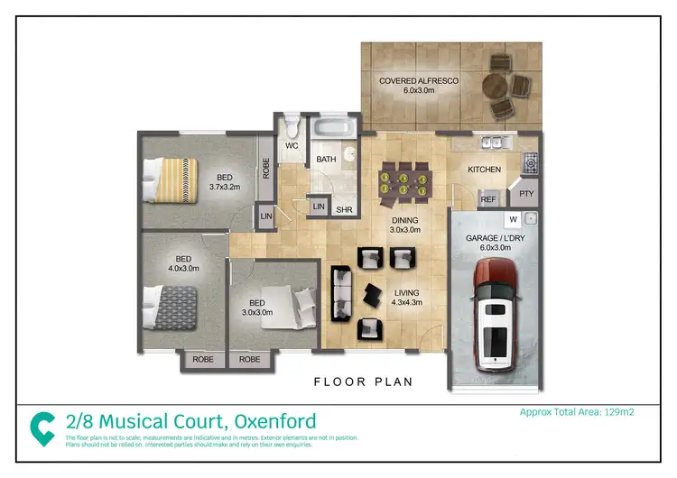 Floorplan of Homely semi-detached listing, 2/8 Musical Court, Oxenford QLD 4210