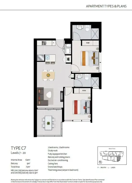 Floorplan of Homely apartment listing, 1205/10 Trinity Street, Fortitude Valley QLD 4006
