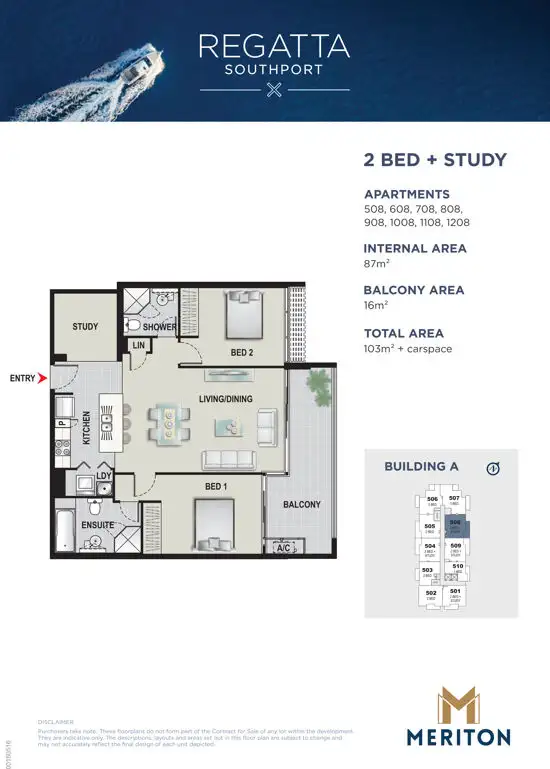 Floorplan of Homely apartment listing, 508/6 Aqua Street, Southport QLD 4215
