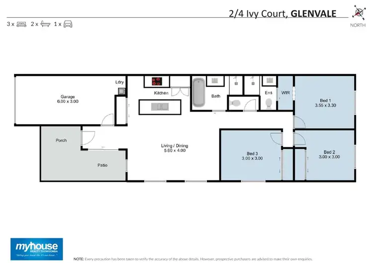 Floorplan of Homely unit listing, 2/4 Ivy Court, Glenvale QLD 4350