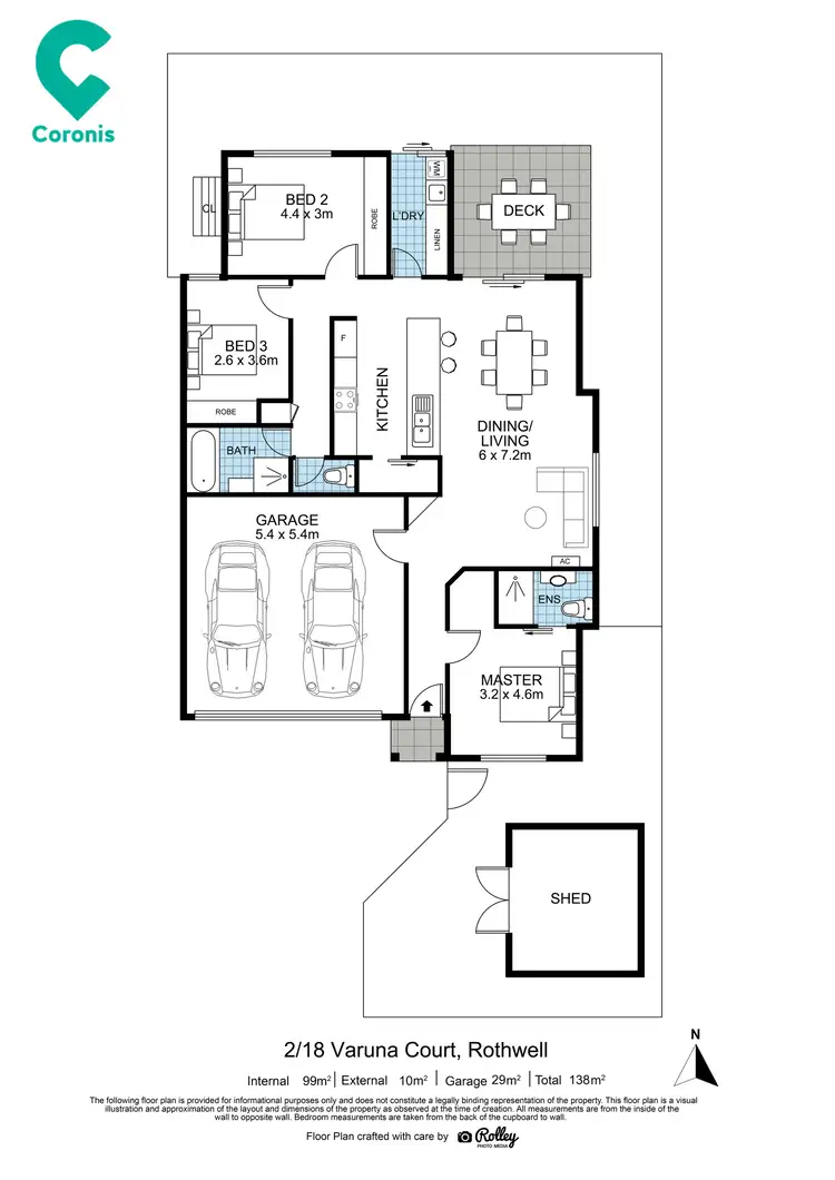 Floorplan of Homely townhouse listing, 2/18 Varuna Court, Rothwell QLD 4022