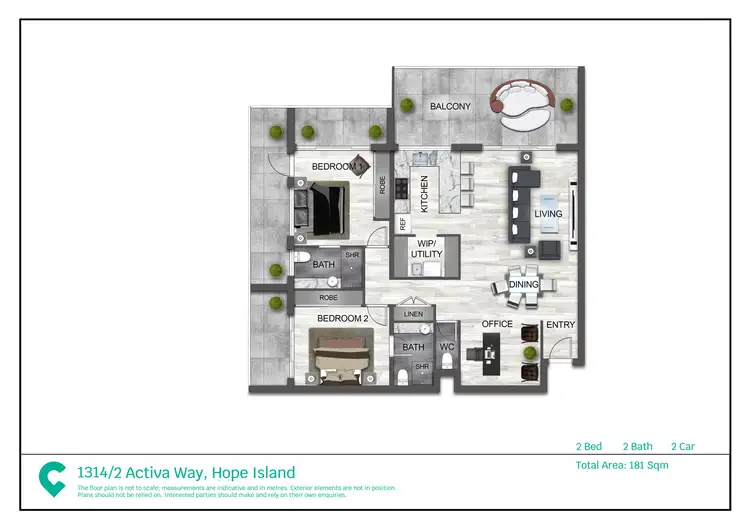 Floorplan of Homely apartment listing, 1314/2 Activa Way, Hope Island QLD 4212
