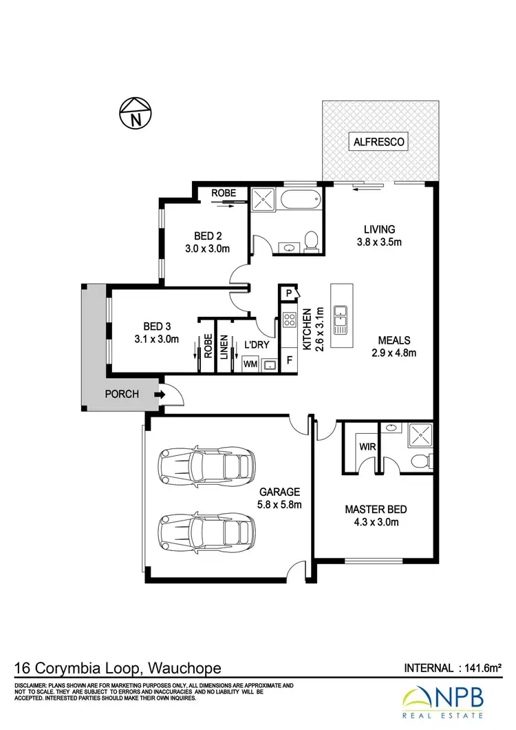 Floorplan of Homely semi-detached listing, 16 Corymbia Loop, Wauchope NSW 2446