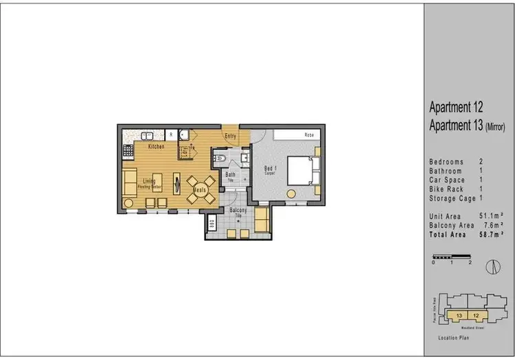 Floorplan of Homely apartment listing, 12/366 Pascoe Vale Road, Strathmore VIC 3041