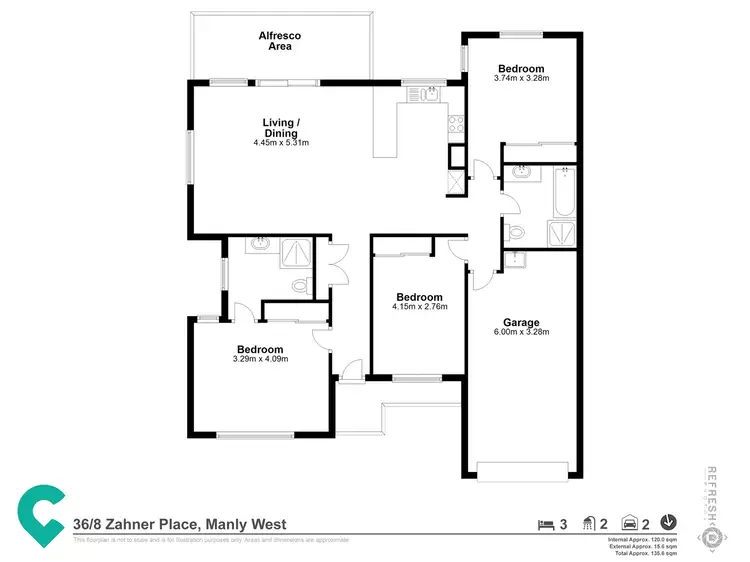 Floorplan of Homely townhouse listing, 36/8 Zahner Place, Manly West QLD 4179
