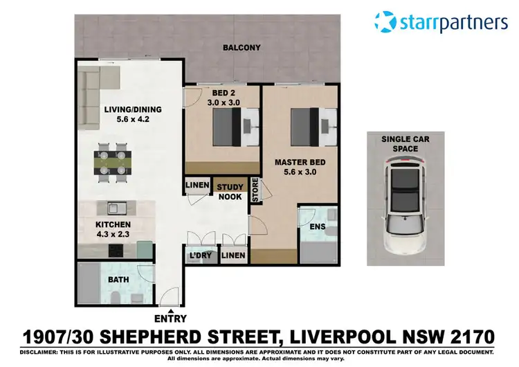 Floorplan of Homely unit listing, 1907/30 Shepherd Street, Liverpool NSW 2170