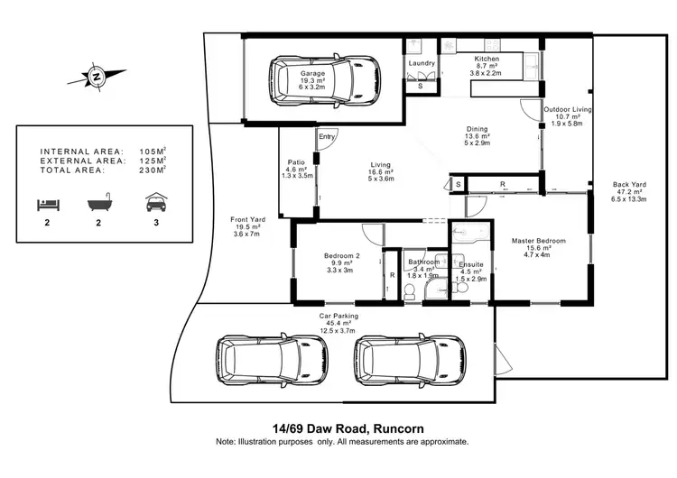 Floorplan of Homely townhouse listing, 14/69 Daw Road, Runcorn QLD 4113